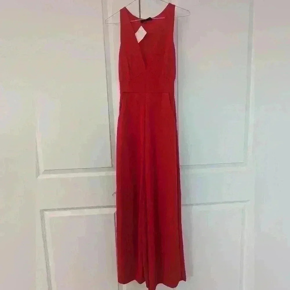 Saints 21 Red ♥️ V-Neck Jumpsuit with Pockets & Flare Leg, Size XS -bnwt - Picture 7 of 8